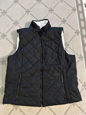 Lauren Ralph Lauren Black White Quilted Reversible  Vest